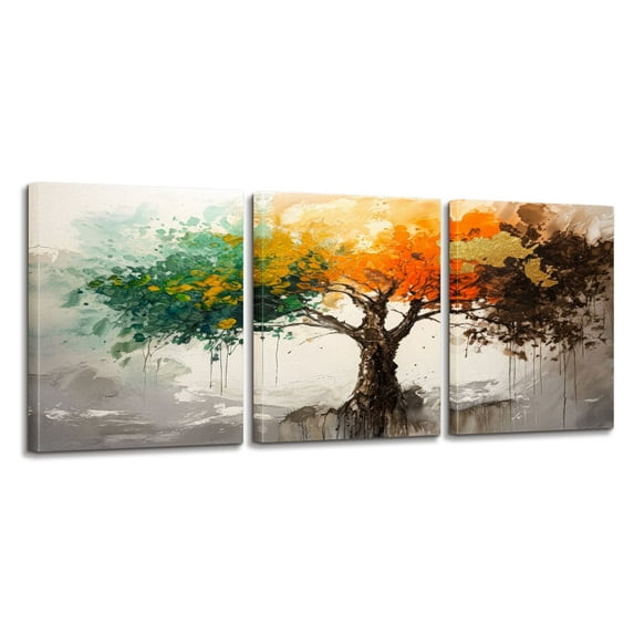 3 Piece Canvas Wall Art for Living Room Bedroom, Abstract Tree and Life Picture Modern Artwork Landscape Painting Print for Home Office Decor 20x30 INCH