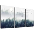 thumbnail image 1 of 3 Piece Canvas Wall Art for Living Room Wall Decorations for Bedroom Office Wall decor Foggy forest Trees Landscape painting Stretched and Framed Ready to Hang pictures Home Decor 12"x16"x3 Panels, 1 of 6