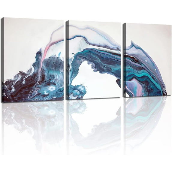 3 Piece Canvas Wall Art Minimalist Abstract Paintings for Living Room, Purple Theme Bedroom Bathroom Wall Art (12"x16")