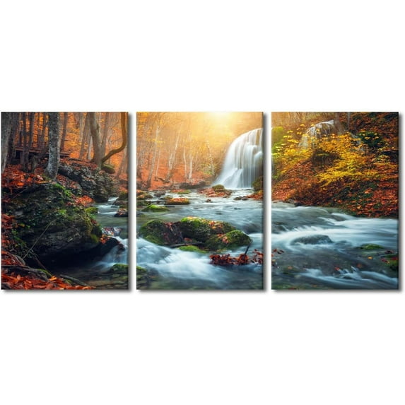 3 Piece Canvas Wall Art Nature Glacier US Alaska Mountains Home Wall Art Colorful Flowers Forest Landscape Canvas Prints Scenery Artwork Contemporary Decor Ready to Hang, 48" Wx24" H
