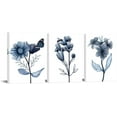 thumbnail image 1 of 3 Piece Canvas Wall Art Navy Flower Painting Art Prints Blue Floral With Butterfly Picture Artwork Modern Bedroom Bathroom Wall Decor Framed Ready to Hang Each Panel 12x16 Inches, 1 of 6