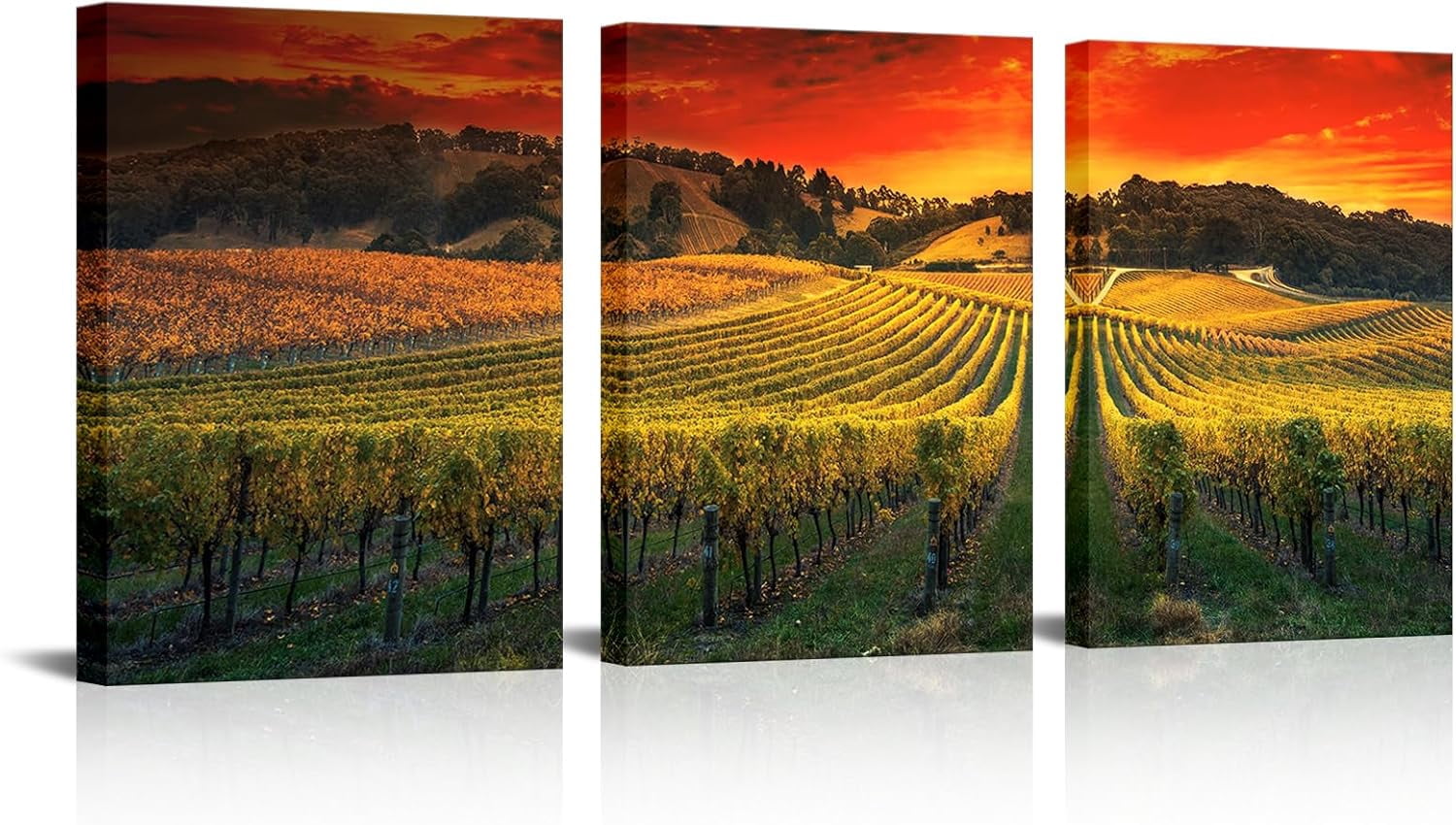 3 Piece Canvas Wall Art Vineyard Sunset Landscape Picture Prints ...