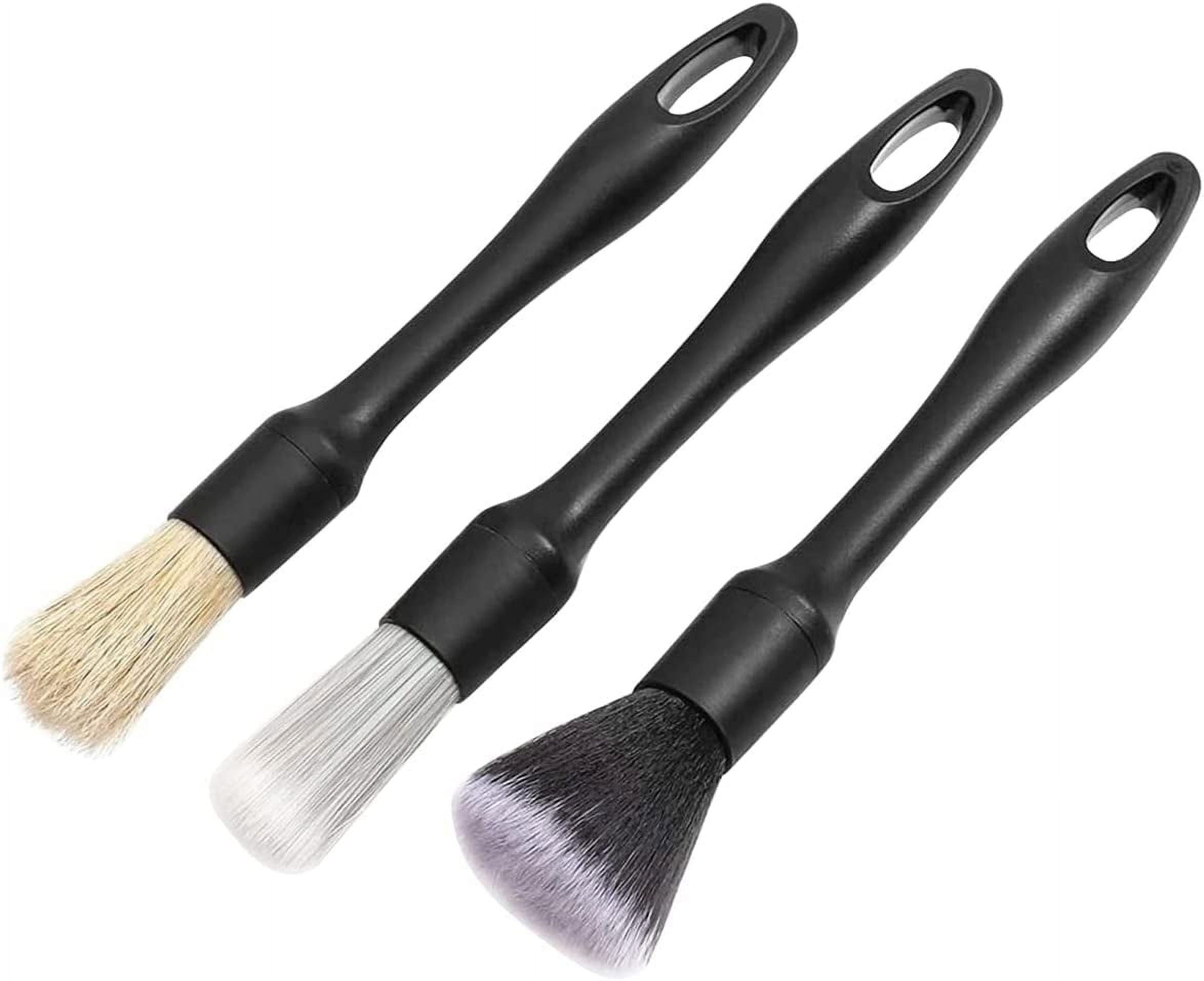 3 Piece Car Detail Brush Set Soft Car Detail Brush Kit Interchangeable
