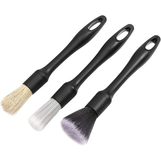 3 Piece Car Detail Brush Set Soft Car Detail Brush Kit Interchangeable