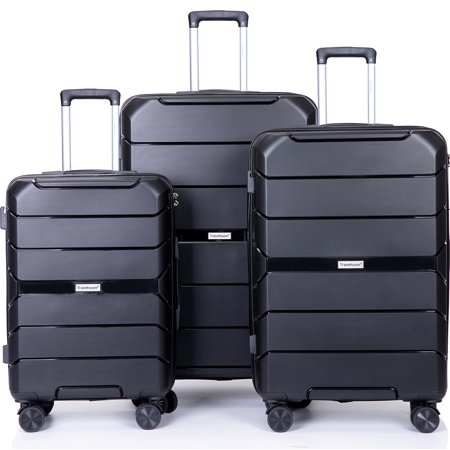 3 Piece Carry on Luggage Sets, Hard Shell Nested Spinner Suitcase Luggage Set with Spinner Wheels and TSA Lock for Travel Trips Business, 20" 24" 28", Black