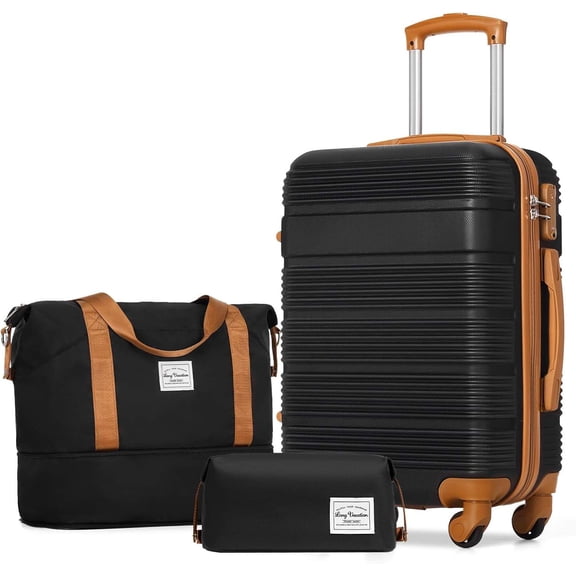 3 Piece Carry On Luggage Set 20 Inch Carry on Suitcase with Spinner Wheels, ABS+PC Hardshell Suitcase set with TSA Lock & Zipper