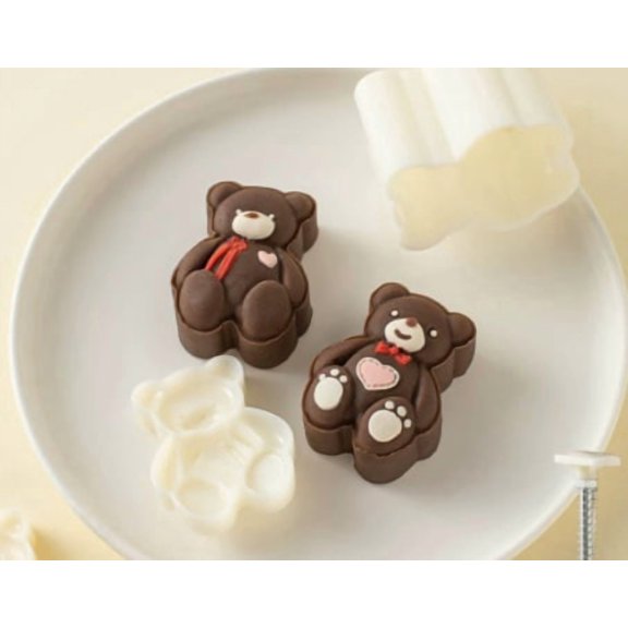 3-Piece Cartoon Bear Hand-Press Embossing Mold Set for Creative Baking