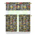 thumbnail image 1 of 3-Piece Cartoon Car Kitchen Window Curtain Set, Construction Truck Excavator Fire Truck Tier and Valance Set for Nursery, Light Filtering Rod Pocket Curtains for Boys Room, 1 of 4