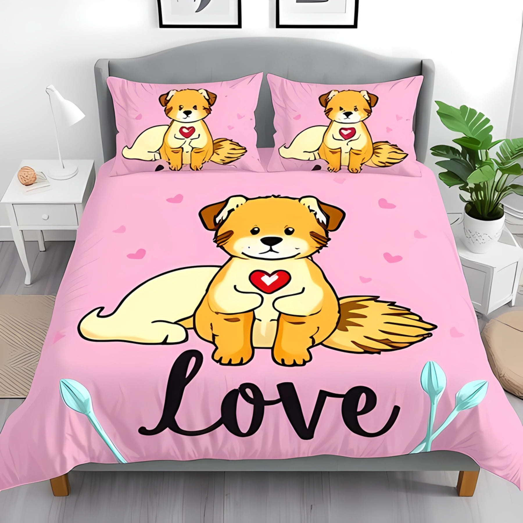 Green Hot Dog Pattern Print Duvet Cover Bedding Set