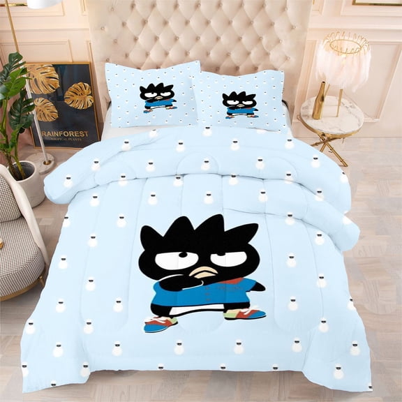 3-Piece Cartoon Penguin Bedding Set Full Size Light Blue Comforter Set for All Season, Bed in a Bag with Pillowcases NEW