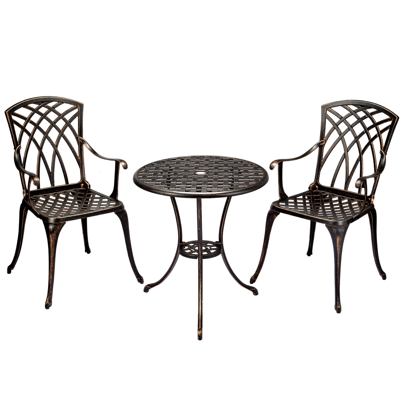 3 Piece Cast Aluminum Bistro Set Outdoor Patio Table and Chairs for ...