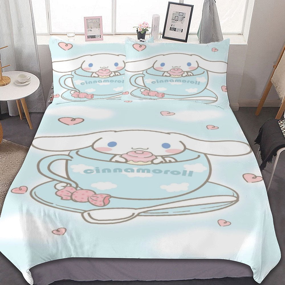 3 Piece Cat Cinnamoroll Bedding Duvet Cover Sets,Cartoon Kitty ...
