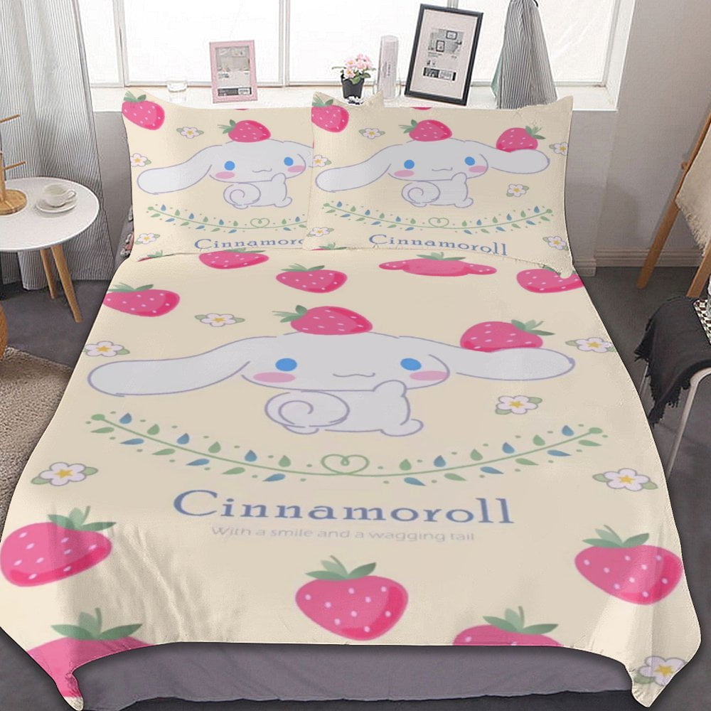 3 Piece Cat Cinnamoroll Bedding Duvet Cover Sets,Cartoon Kitty ...