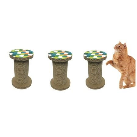 3 Piece Cat Kitten 10" Large Scratch Post Pet Tree Toy Bell Tower Cardboard Environment Friendly Fun