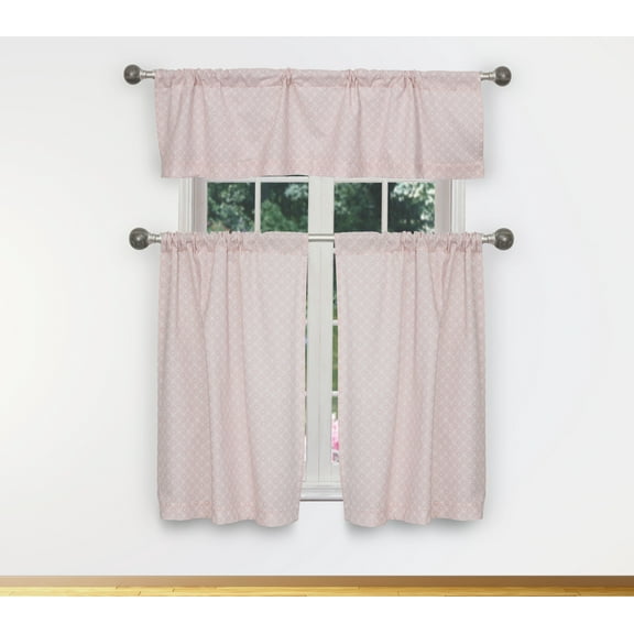 3-Piece Celestia Kitchen Curtain Set 58 in. W x 15 in. L in Blush