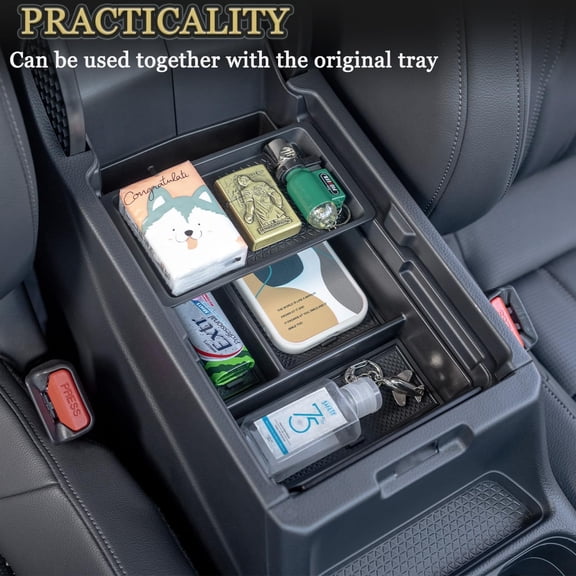 3-Piece Center Console Organizer Set for 2023-2025 2026 Honda CR-V & CR-V Hybrid - Custom Fit Armrest Tray, Console Tray and Hidden Storage Box, Durable ABS Car Accessories