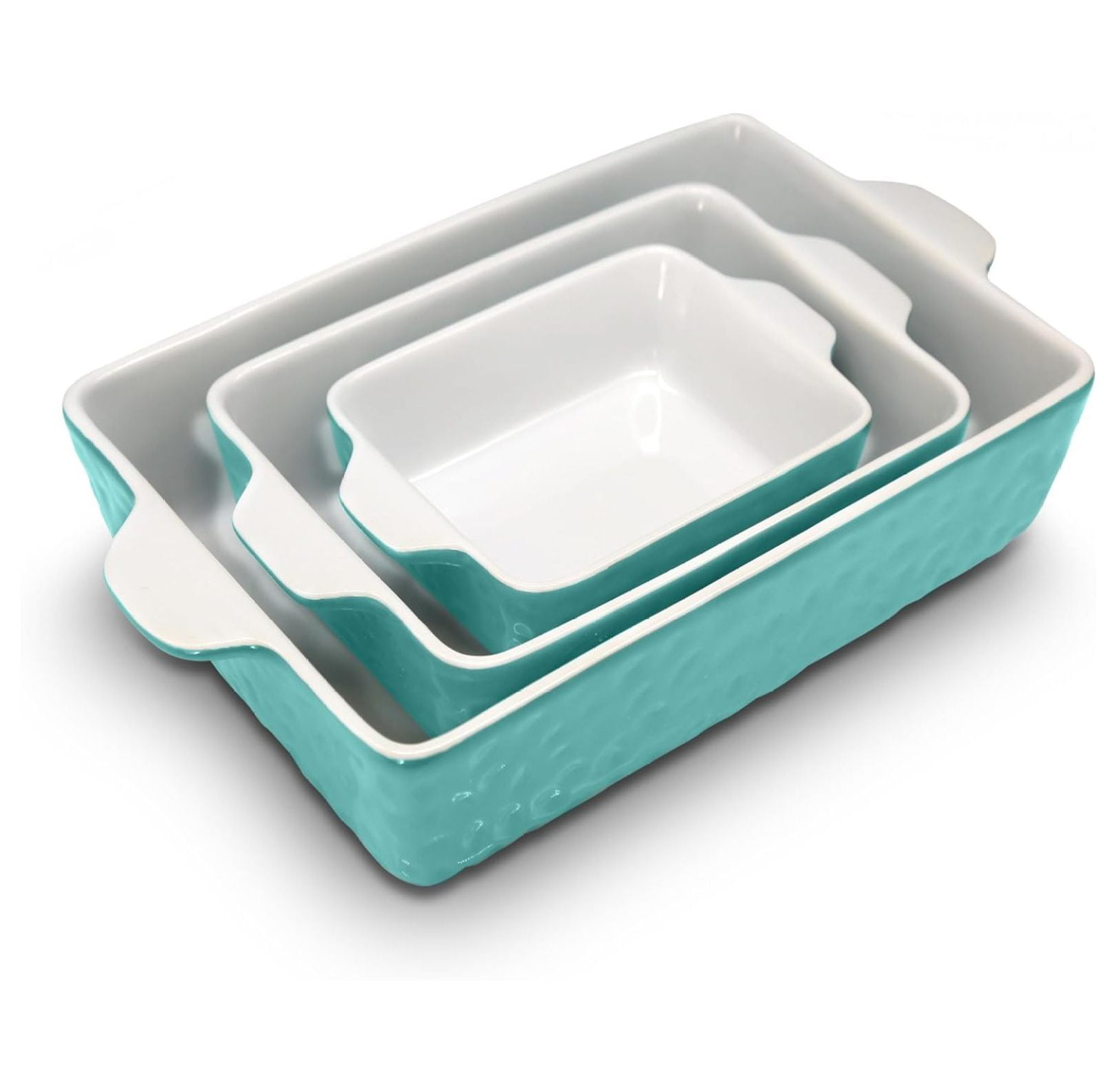 Aqua Ceramic Non-Stick 3-Piece Casserole Bakeware Set