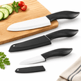 3 Piece Ceramic Kitchen Set with Sheath Covers, 6 Inch Santoku, 6 Inch ...