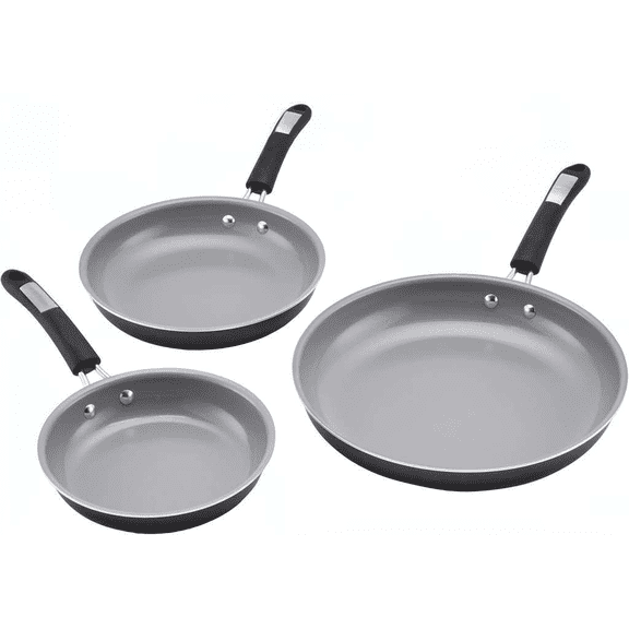 3-Piece Ceramic Nonstick Skillet Set with 8 Inch 10 Inch and 12 Inch Skillets