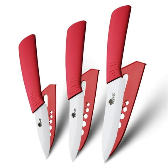3-Piece Ceramic Paring Knife,5" Utility Knife 4" Slcing Knife and 3" Peeling Knife Vegetables Fruit Kitchen Knives Cutter Tool
