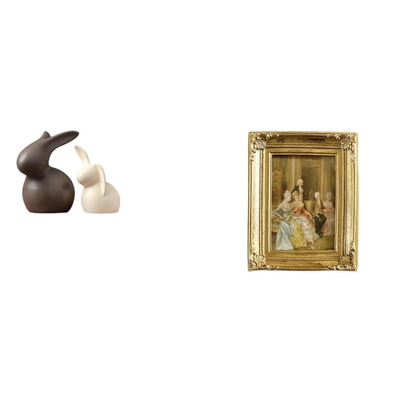 3 Piece Ceramic Statue Figurine Resin Photo Frame Set Bright Color Artistic Home Office Living Room Decor