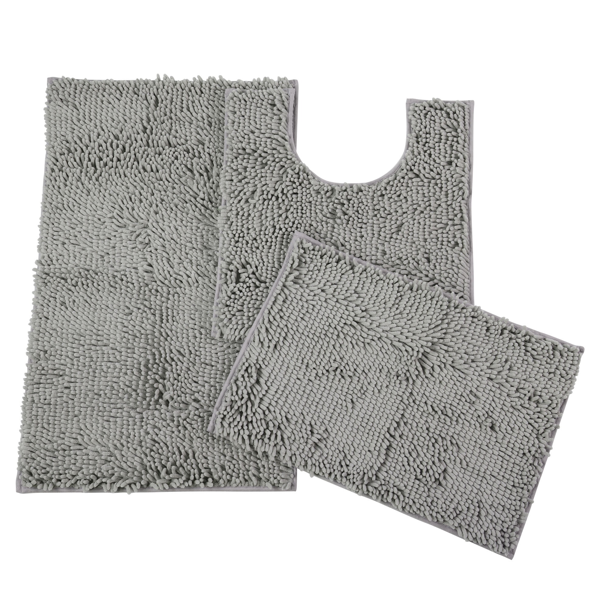 3 Piece Chenille Bathroom Rug Sets Machine Washable Bathroom Floor Mats ...