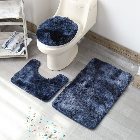 3-Piece Chenille Bathroom Rugs Set With Non-Slip Backing & Comfort