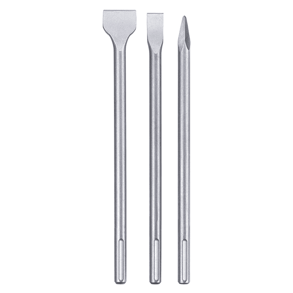 3-Piece Chisel Set For Sds-Max Chuck Hammer Drills (3 Pieces, For All Sds-Max Chuck Hammer Drills, With 2 Flat Chisels And 1 Punch)