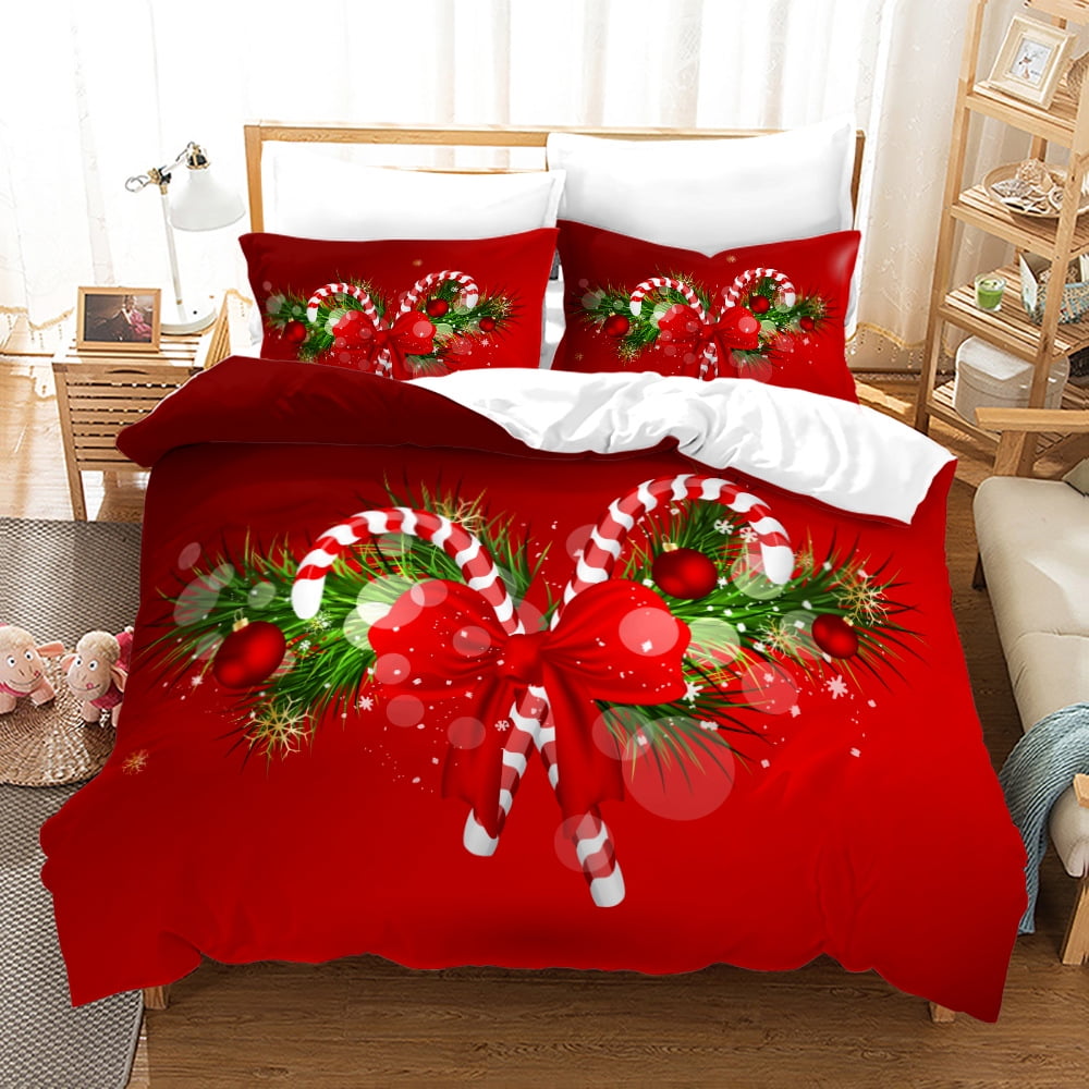 3 Piece Christmas Bedding Sets Oversized Bedspread King Size,Snowman