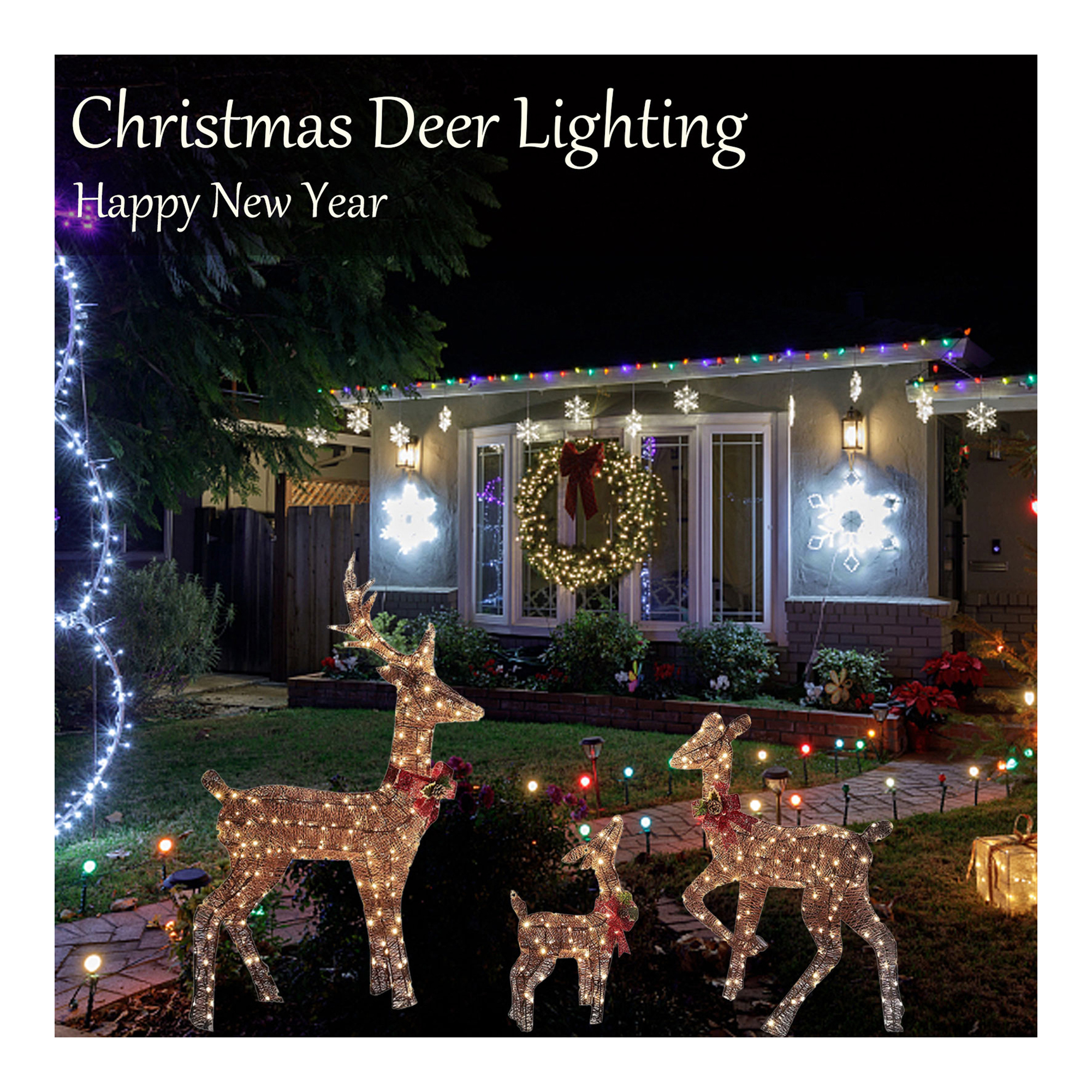 3Piece Christmas Deer Lighted Holiday Displays Family Set Decoration