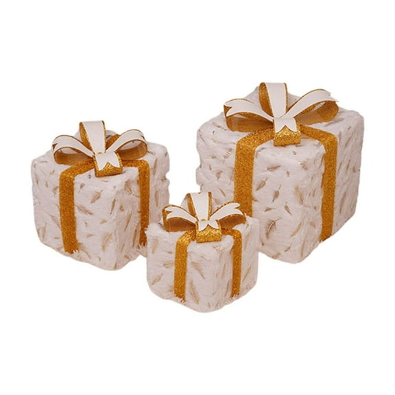 3-Piece Christmas Gift Box Light Set with Remote Control, LED Luminous Gift Boxes for Indoor Outdoor Decor - Ideal for Tree, Porch, Yard, Weddings and Parties