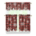 thumbnail image 1 of 3-Piece Christmas Kitchen Curtain Set - Ruffled Valance and Tier Curtains with Rod Pocket, Fresh Winter Pattern for Farmhouse Kitchen Windows Decor, 54"x14" + 27.5"x36"x2, 1 of 5