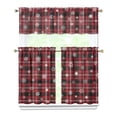thumbnail image 1 of 3-Piece Christmas Kitchen Curtain Set - Ruffled Valance and Tier Curtains with Rod Pocket, Fresh Winter Pattern for Farmhouse Kitchen Windows Decor, 54"x14" + 27.5"x36"x2, 1 of 5