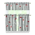 thumbnail image 1 of 3-Piece Christmas Kitchen Curtain Set - Ruffled Valance and Tier Curtains with Rod Pocket, Fresh Winter Pattern for Farmhouse Kitchen Windows Decor, 54"x14" + 27.5"x36"x2, 1 of 5