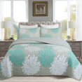 thumbnail image 1 of 3 Piece Printed Leaf Quilt Set Lightweight Bedspread Set ME510, 1 of 6
