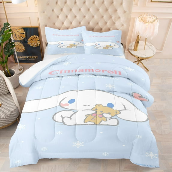 3-Piece Cinnamoroll Blue Cartoon Comforter Bedding Sets, Full