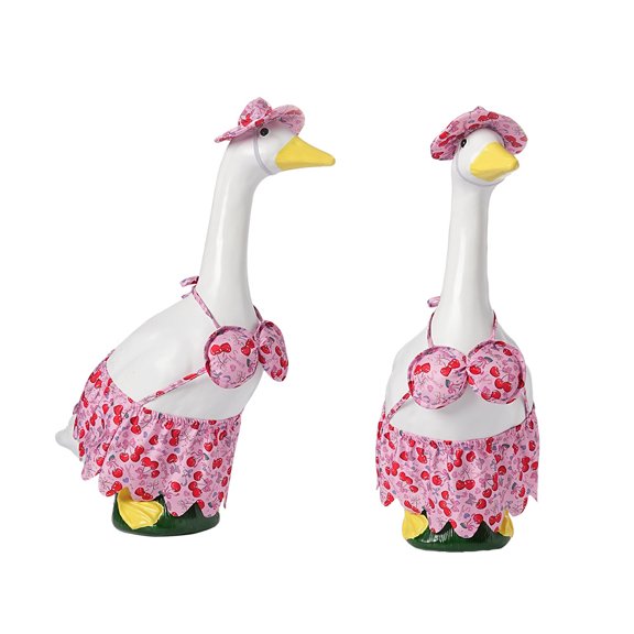 3-Piece Clothing Set Summer Porch Goose Outfits for 23 Inch Lawn Statue,Plastic/Cement Statue, Duck Sculpture Clothes for Spring Yard Patio Party Decoration,Light background