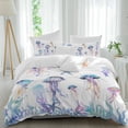 thumbnail image 1 of 3 Piece Coastal Jellyfish Duvet Cover Set Twin Size, Microfiber Comforter/Quilt Cover with Corner Ties and 2 Pillowcases, Summer Beach Nautical Ocean All Season Soft Bedding with Zipper Closure, 1 of 8