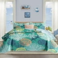 thumbnail image 1 of 3 Piece Coastal Quilt Sets King Size - Reversible Microfiber Quilts with 2 Shams Soft Lightweight Beach Bedding Nautical Bedspread Coverlet Summer Comforter Set for All Season, 106''x96'', C3, 1 of 14