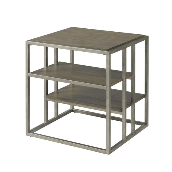3 Piece Coffee Table Set with Metal Frame and Wood Shelves, Living Room Table Set with 2 End Tables, Brown Poplar Solid and Acacia Veneer, Rectangular Coffee Table 50W and 2 End Tables 22W