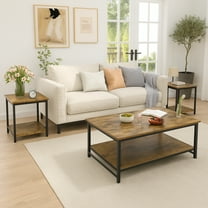 Dowellia 3-Piece Coffee Table Set for Living Room, End Table Set with Storage, Includes 1 Coffee Table and 2 End Tables, Rustic Brown