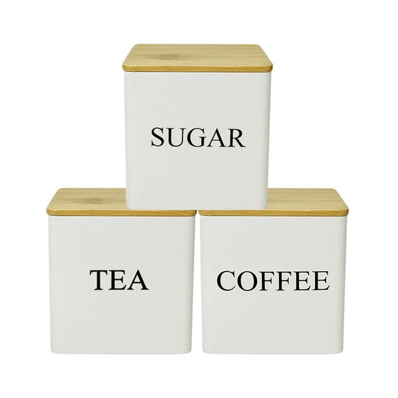 Food Storage Set Of 3 Coffee Tea And Canister – Kitchen Storage Jars With Lid And Name Marker – Versatile Flour Container for Organized Kitchen