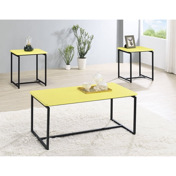 3 Piece Coffee and End Table Set | Carbon Fiber Wrap for Modern Interiors | MDF Tabletop with Metal Frame | Adjustable Feet for Uneven Surfaces