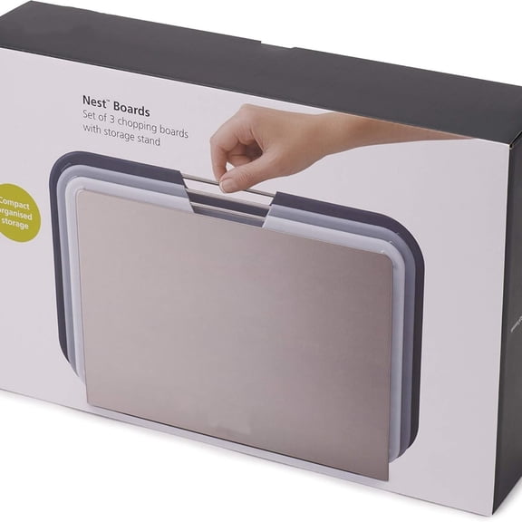 3 Piece Color Coded Cutting Board Set With Storage Stand, Regular - Grey/Blue