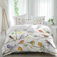 thumbnail image 1 of 3 Piece Colorful Birds Duvet Cover Set California King,Microfiber Comforter/Quilt Cover with Corner Ties and 2 Pillowcases,Branch Animal Spring Branch Leaf Summer Soft Bedding with Zipper Closure, 1 of 8