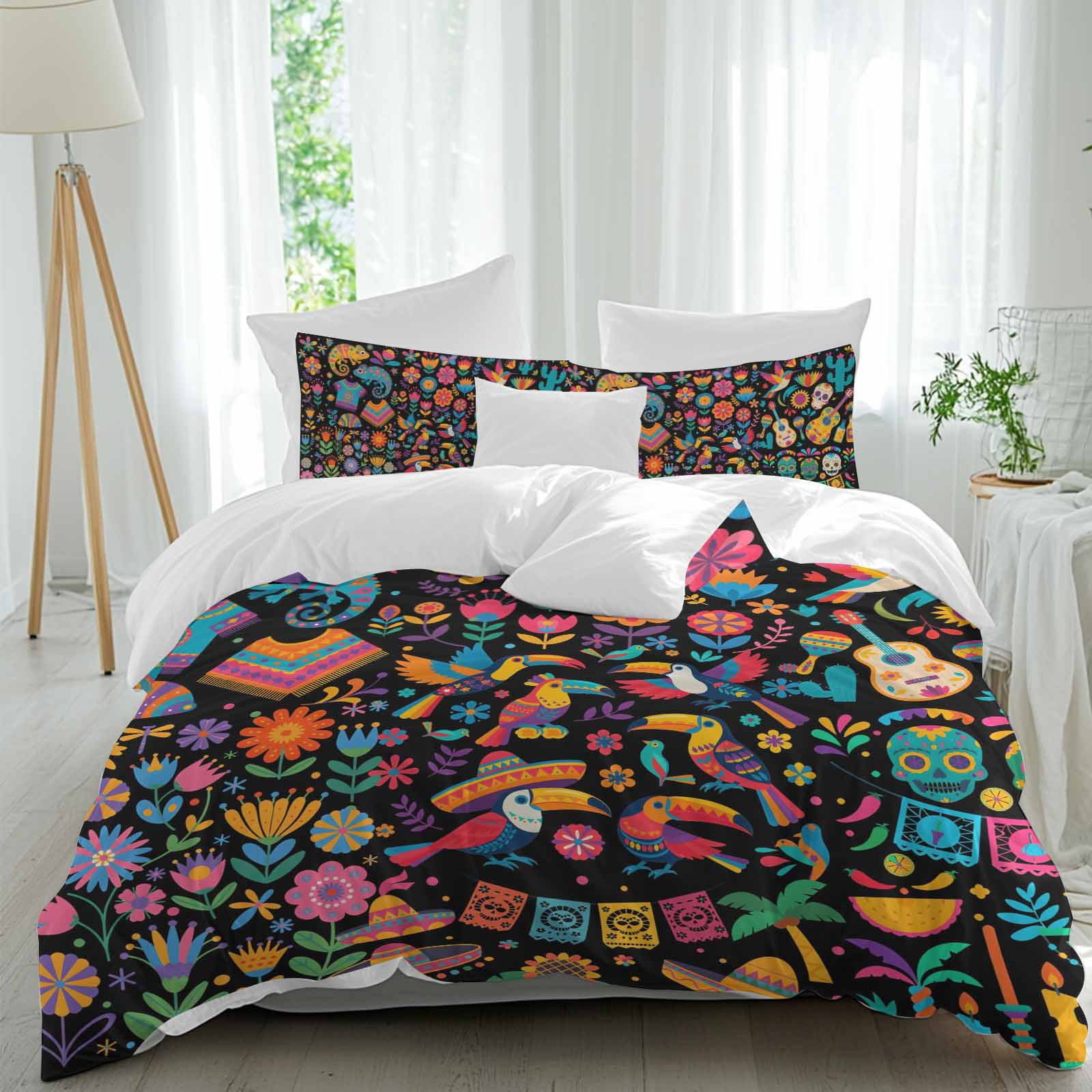 3 Piece Colorful Cartoon Duvet Cover Set Twin Size,Microfiber Comforter ...