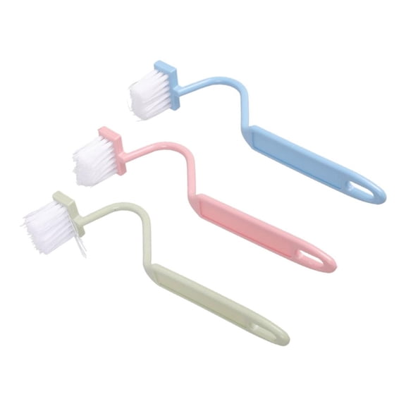 3 Piece Colorful S Shaped Toilet Brush None Scratch Flexible Design Suitable For Tight Space Easy Storage Hanger