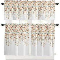 3 Piece Colorful Weeping Flower Kitchen Curtains, Tier and Valance Rod Pocket Window Curtains Set Spring Floral Cafe Curtains for Kitchen Valances Window Treatment 54X18in 27x24in×2