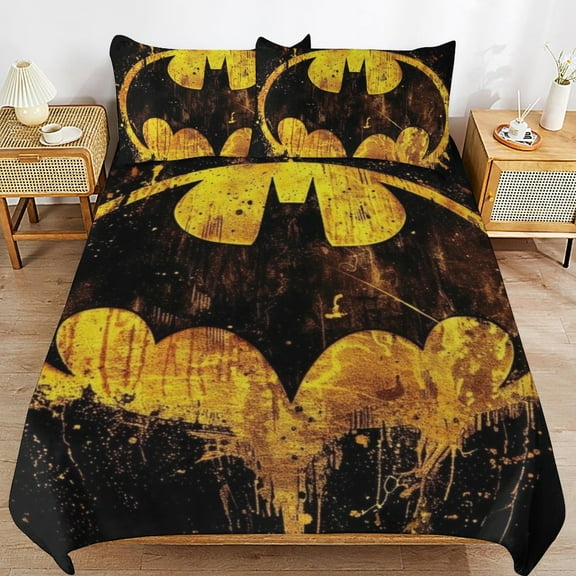 3 Piece Comfortable Bedding Set Batman Duvet Cover Twin Bed with 2 Pillowcase 102"x90"
