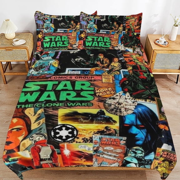 3 Piece Comfortable Bedding Set Darth Vader Duvet Cover Twin Bed with 2 Pillowcase 86"x70"